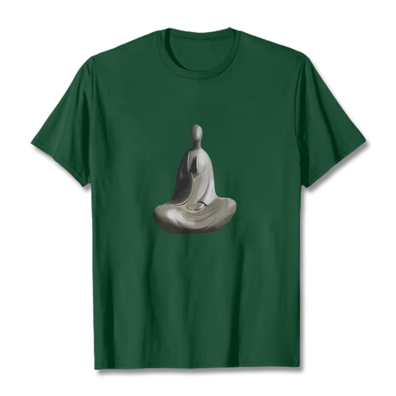 Buddha Stones ​​Grau Formloses Buddha Muster Baumwolle T-Shirt - Waldgrün - 2XL - image 11