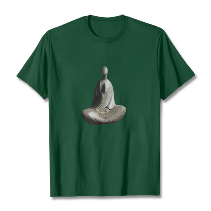 Buddha Stones ​​Grau Formloses Buddha Muster Baumwolle T-Shirt - Waldgrün - 2XL - image 11