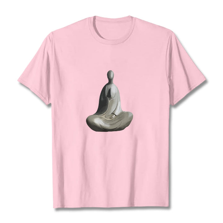 Buddha Stones ​​Grau Formloses Buddha Muster Baumwolle T-Shirt - Hellrosa - 2XL - image 18