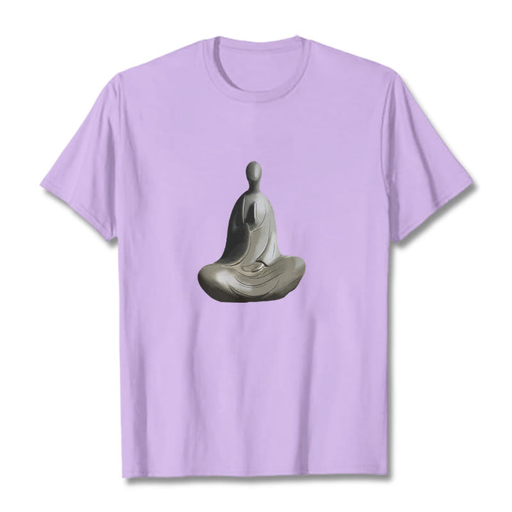Buddha Stones ​​Grau Formloses Buddha Muster Baumwolle T-Shirt - Pflaume - 2XL - image 17
