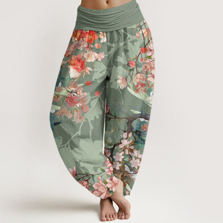 Buddha Stones, rot, rosa, blühende Blumen, üppige Zweige, Haremshose für Damen mit elastischer Taille - DunkelMeergrün - US22， UK/AU26，EU54 (6XL) - image 1