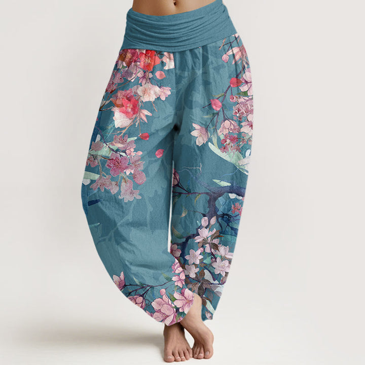 Buddha Stones, rot, rosa, blühende Blumen, üppige Zweige, Haremshose für Damen mit elastischer Taille - DunkelCyan - US22， UK/AU26，EU54 (6XL) - image 8