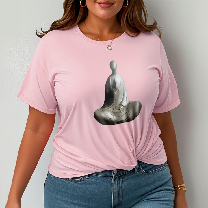 Buddha Stones ​​Grau Formloses Buddha Muster Baumwolle T-Shirt - image 20