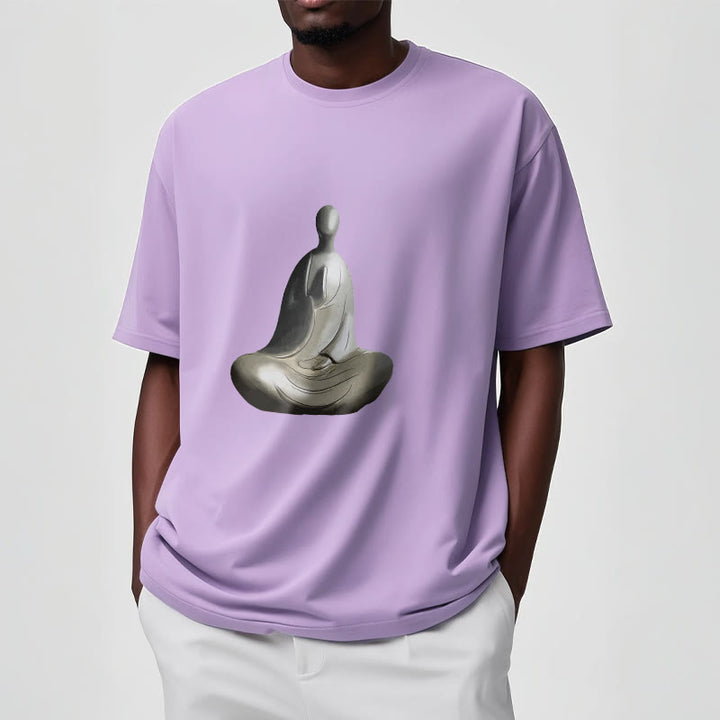 Buddha Stones ​​Grau Formloses Buddha Muster Baumwolle T-Shirt - image 18