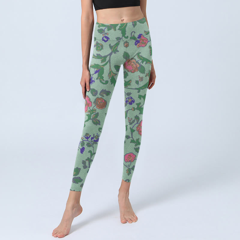 Buddha Stones ​​Grün Rot Rosen Grün Blätter Druck Gym Leggings frauen Yoga Hosen - image 6