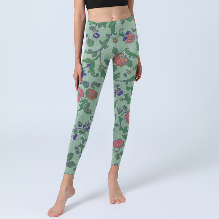 Buddha Stones ​​Grün Rot Rosen Grün Blätter Druck Gym Leggings frauen Yoga Hosen - image 6