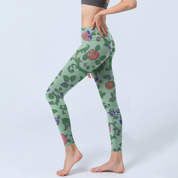 Buddha Stones ​​Grün Rot Rosen Grün Blätter Druck Gym Leggings frauen Yoga Hosen - image 3
