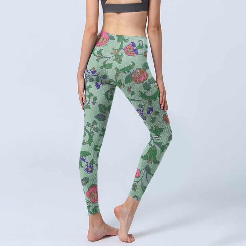 Buddha Stones ​​Grün Rot Rosen Grün Blätter Druck Gym Leggings frauen Yoga Hosen - image 5