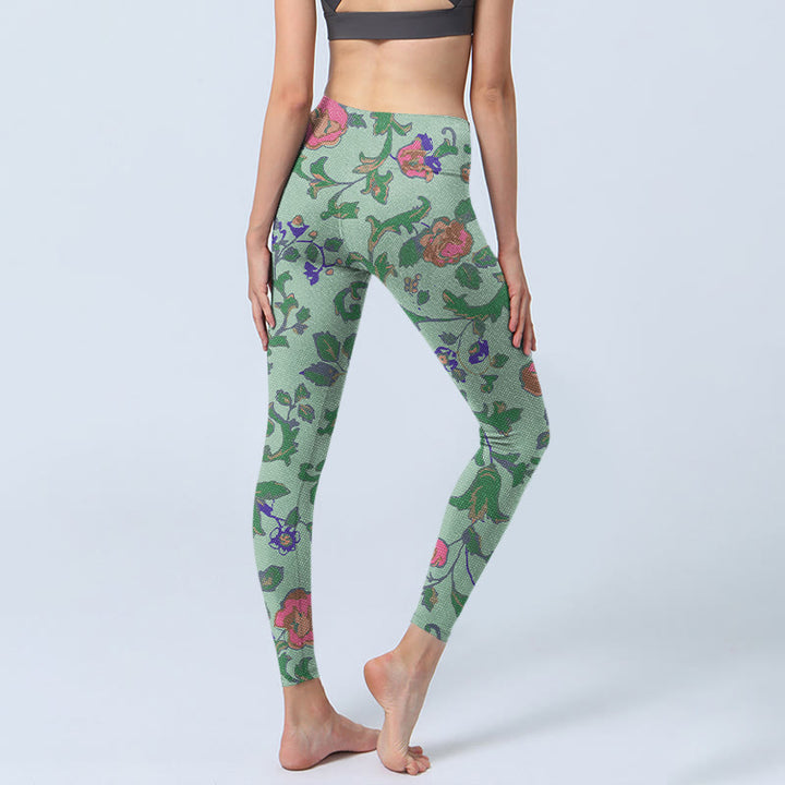 Buddha Stones ​​Grün Rot Rosen Grün Blätter Druck Gym Leggings frauen Yoga Hosen - image 5