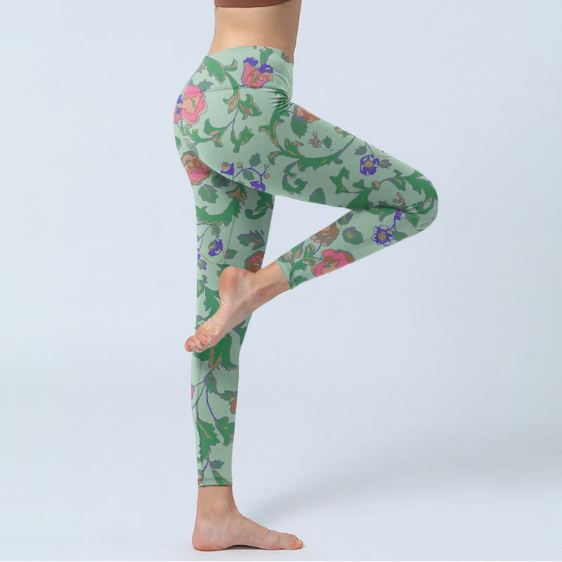 Buddha Stones ​​Grün Rot Rosen Grün Blätter Druck Gym Leggings frauen Yoga Hosen - image 4