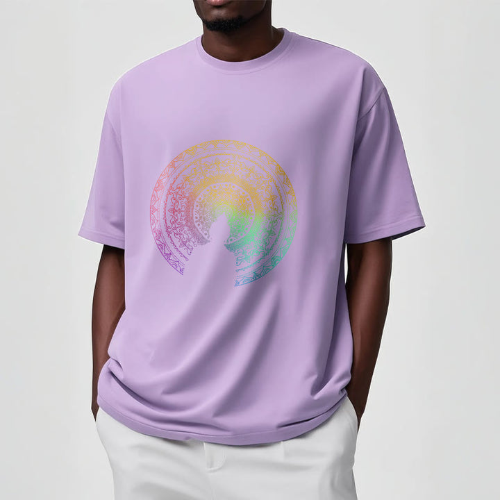 Buddha Stones ​​Bunte Farbverlauf Mandala Buddha Baumwolle T-shirt - image 17