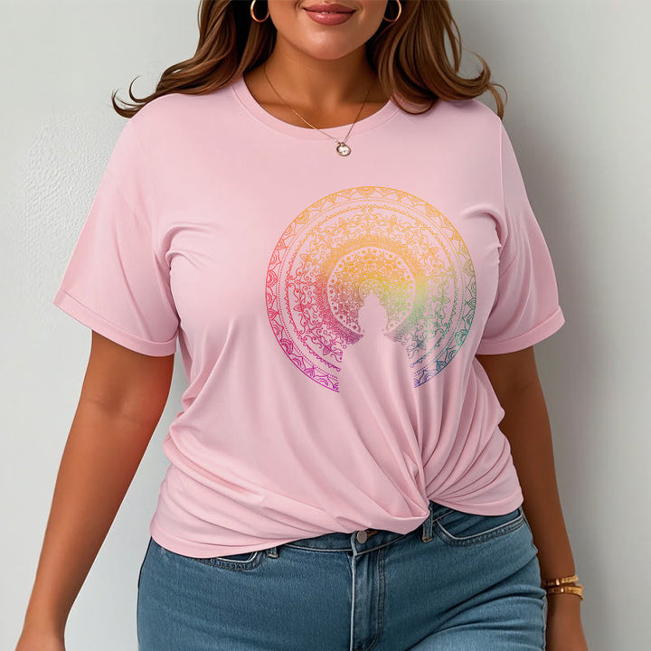 Buddha Stones ​​Bunte Farbverlauf Mandala Buddha Baumwolle T-shirt - image 18