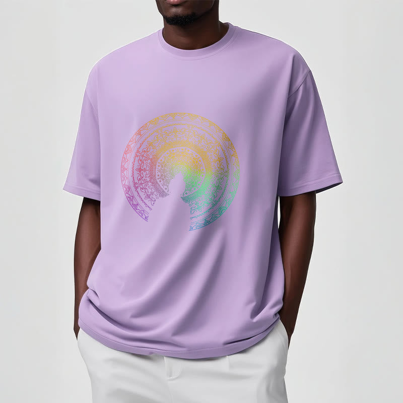 Buddha Stones ​​Bunte Farbverlauf Mandala Buddha Baumwolle T-shirt - image 16