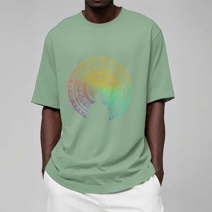 Buddha Stones ​​Bunte Farbverlauf Mandala Buddha Baumwolle T-shirt - image 13