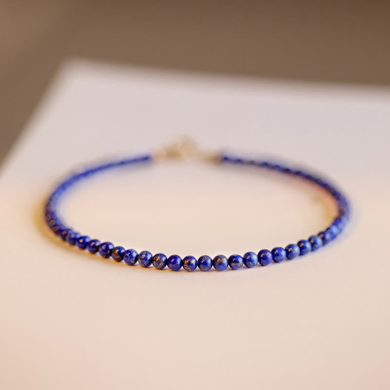 Buddha Stones, kleines Lapislazuli-Armband mit ultradünnen Perlen - 2,5 mm runde Perlen - 16 cm - image 10