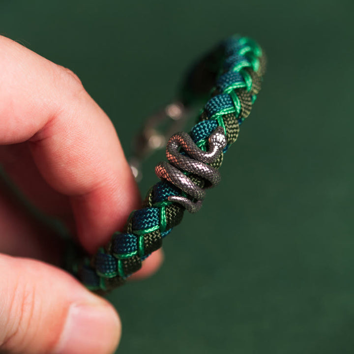 Buddha Stones Jahr der Schlange 999 Sterling Silber Schnur Schutz geflochtenes Armband - image 3