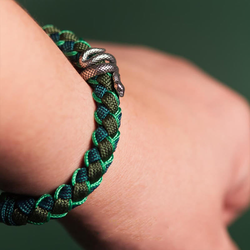 Buddha Stones Jahr der Schlange 999 Sterling Silber Schnur Schutz geflochtenes Armband - image 6