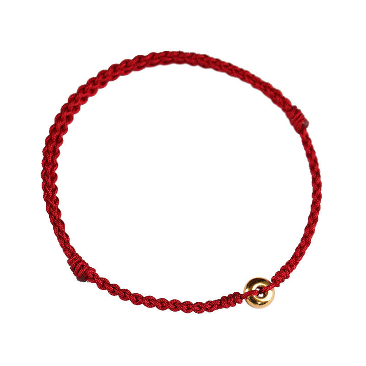 Buddha Stones 999 Gold Kleine Peace-Schnalle Rote Schnur Schutz Glück Geflochtenes Armband Fußkettchen - image 12