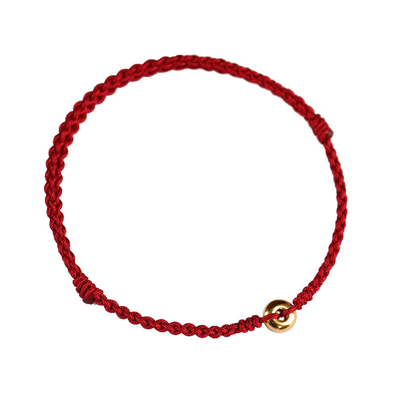 Buddha Stones 999 Gold Kleine Peace-Schnalle Rote Schnur Schutz Glück Geflochtenes Armband Fußkettchen - image 12