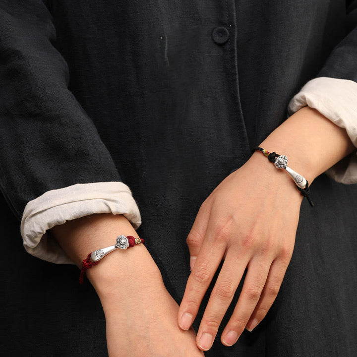 Buddha Stones 999 Sterling Silber Ruyi Stick String Schutz geflochtenes Armband - image 9