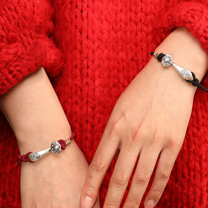 Buddha Stones 999 Sterling Silber Ruyi Stick String Schutz geflochtenes Armband - image 4