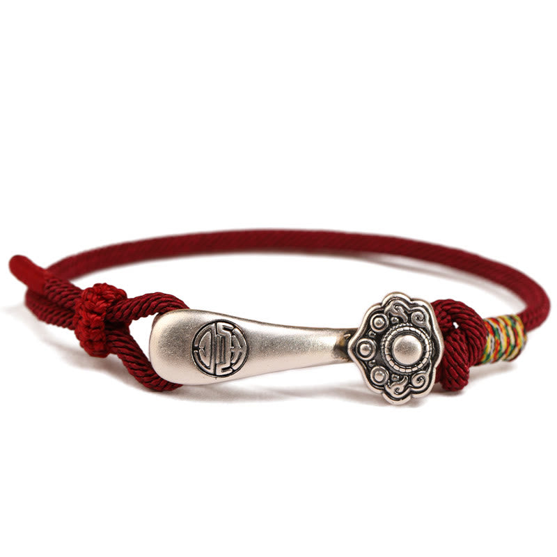 Buddha Stones 999 Sterling Silber Ruyi Stick String Schutz geflochtenes Armband - image 2
