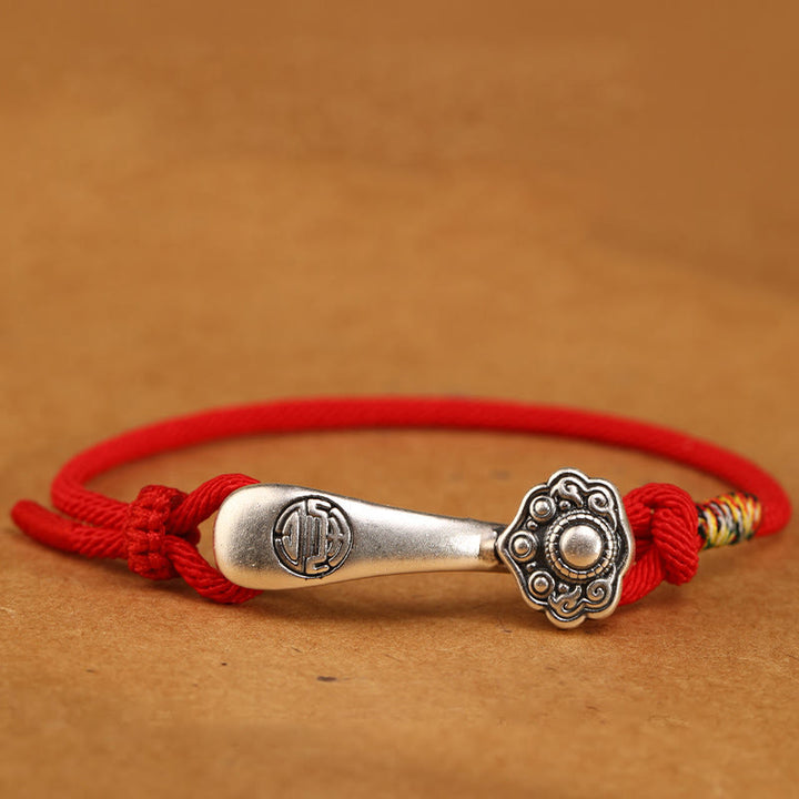 Buddha Stones 999 Sterling Silber Ruyi Stick String Schutz geflochtenes Armband - Rotes Seil - 19-21 cm - image 7
