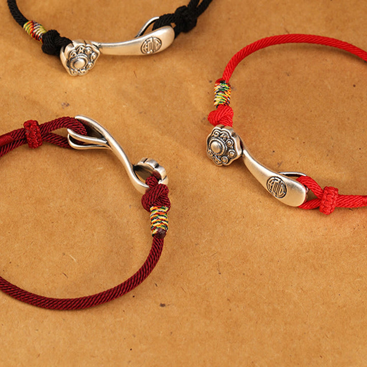 Buddha Stones 999 Sterling Silber Ruyi Stick String Schutz geflochtenes Armband - image 11