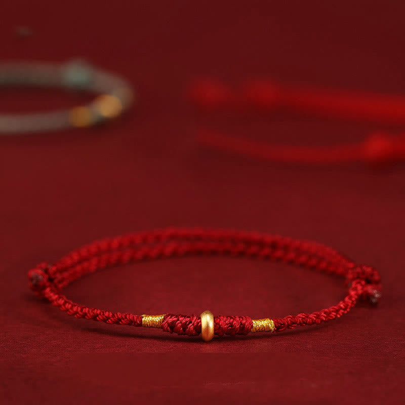 Buddha Stones 999 Gold Kleine Glücksperlen Schnur Schutz Glück Geflochtenes Armband Fußkettchen - image 1