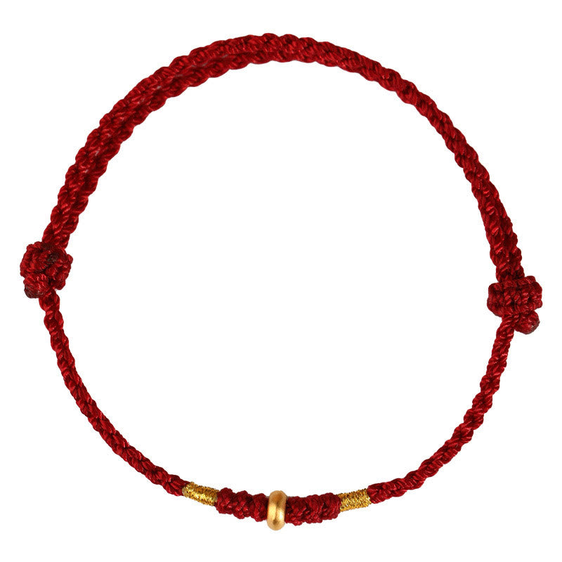 Buddha Stones 999 Gold Kleine Glücksperlen Schnur Schutz Glück Geflochtenes Armband Fußkettchen - image 5