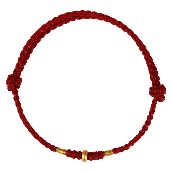 Buddha Stones 999 Gold Kleine Glücksperlen Schnur Schutz Glück Geflochtenes Armband Fußkettchen - image 5