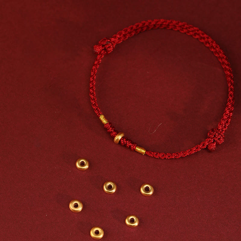 Buddha Stones 999 Gold Kleine Glücksperlen Schnur Schutz Glück Geflochtenes Armband Fußkettchen - image 3