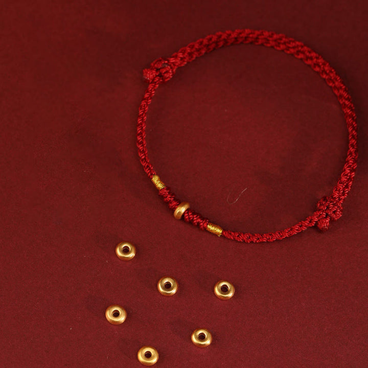 Buddha Stones 999 Gold Kleine Glücksperlen Schnur Schutz Glück Geflochtenes Armband Fußkettchen - image 3