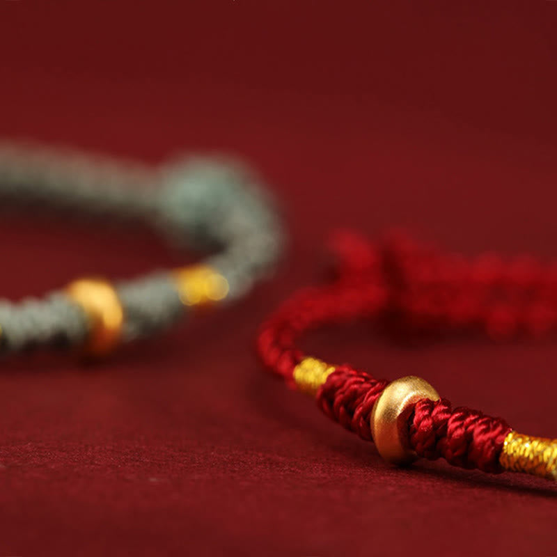 Buddha Stones 999 Gold Kleine Glücksperlen Schnur Schutz Glück Geflochtenes Armband Fußkettchen - image 14