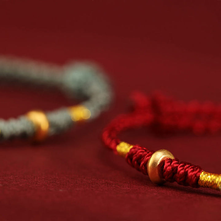 Buddha Stones 999 Gold Kleine Glücksperlen Schnur Schutz Glück Geflochtenes Armband Fußkettchen - image 14