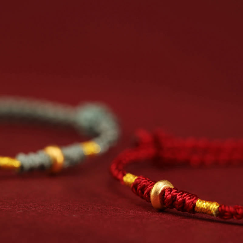 Buddha Stones 999 Gold Kleine Glücksperlen Schnur Schutz Glück Geflochtenes Armband Fußkettchen - image 12