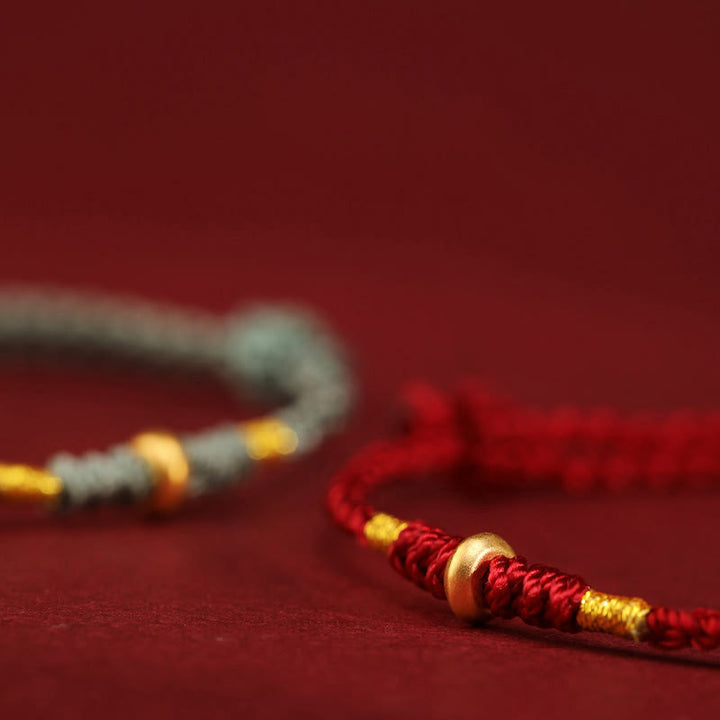 Buddha Stones 999 Gold Kleine Glücksperlen Schnur Schutz Glück Geflochtenes Armband Fußkettchen - image 12