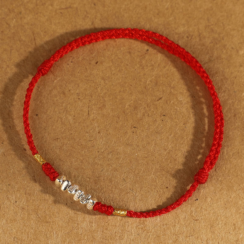 Buddha Stones 925 Sterling Silber Schnur Schutz Glück Ultradünnes geflochtenes Armband Fußkettchen - image 12