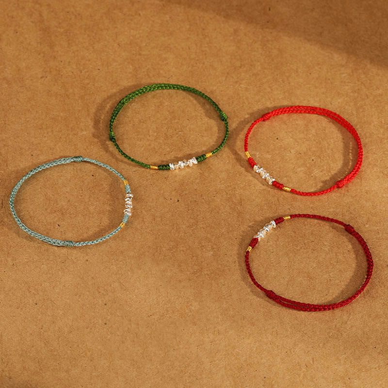 Buddha Stones 925 Sterling Silber Schnur Schutz Glück Ultradünnes geflochtenes Armband Fußkettchen - image 17
