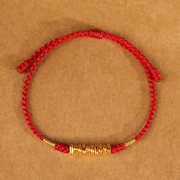 Buddha Stones 999 Gold Kleine Stücke Schnur Schutz Glück Ultradünnes geflochtenes Armband - image 11