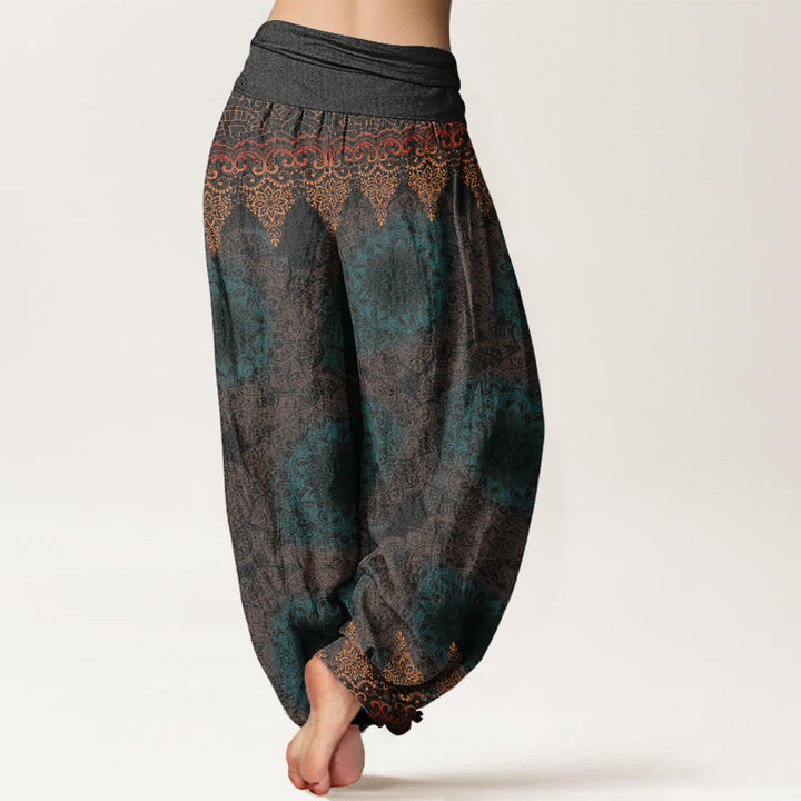 Haremshose für Damen mit elastischer Taille und Buddha Stones, dreieckiges Mandala-Muster - image 7