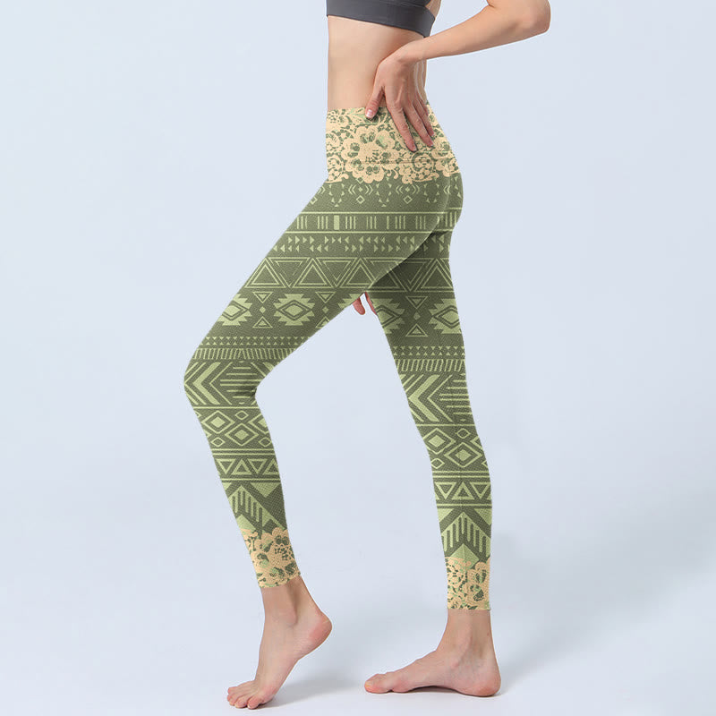 Buddha Stones ​​Blumen Geometrische Formen Gym Leggings frauen Yoga Hosen - image 2