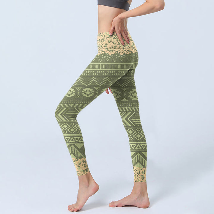 Buddha Stones ​​Blumen Geometrische Formen Gym Leggings frauen Yoga Hosen - image 2