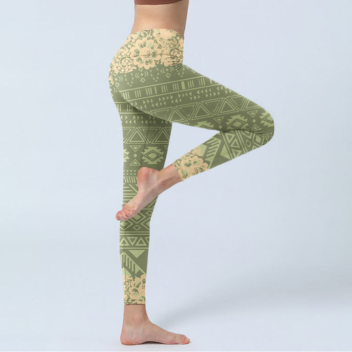 Buddha Stones ​​Blumen Geometrische Formen Gym Leggings frauen Yoga Hosen - image 4