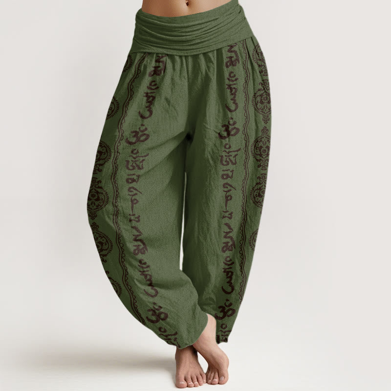 Buddha Stones Mandala Om Mani Padme Hum Damen-Haremshose mit elastischer Taille - DunkelOlivGrün - US22， UK/AU26，EU54 (6XL) - image 5