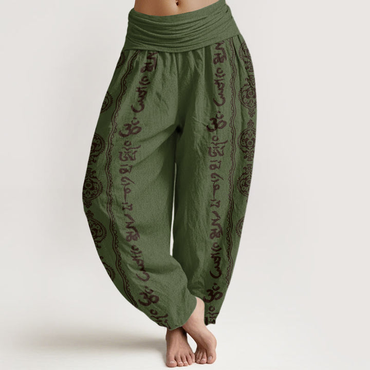 Buddha Stones Mandala Om Mani Padme Hum Damen-Haremshose mit elastischer Taille - DunkelOlivGrün - US22， UK/AU26，EU54 (6XL) - image 5
