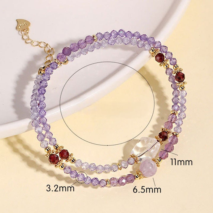 Buddha Stones 3,2 mm Amethyst Grün Rutilquarz Rosa Turmalin Weißer Kristall Spirituelles Bewusstsein Doppelwickelarmband