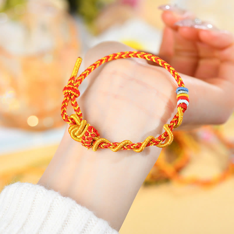 Buddha Stones Buntes Armband mit Schlangen- und Drachenmotiv, Jahr der Schlange, Glücksbringer