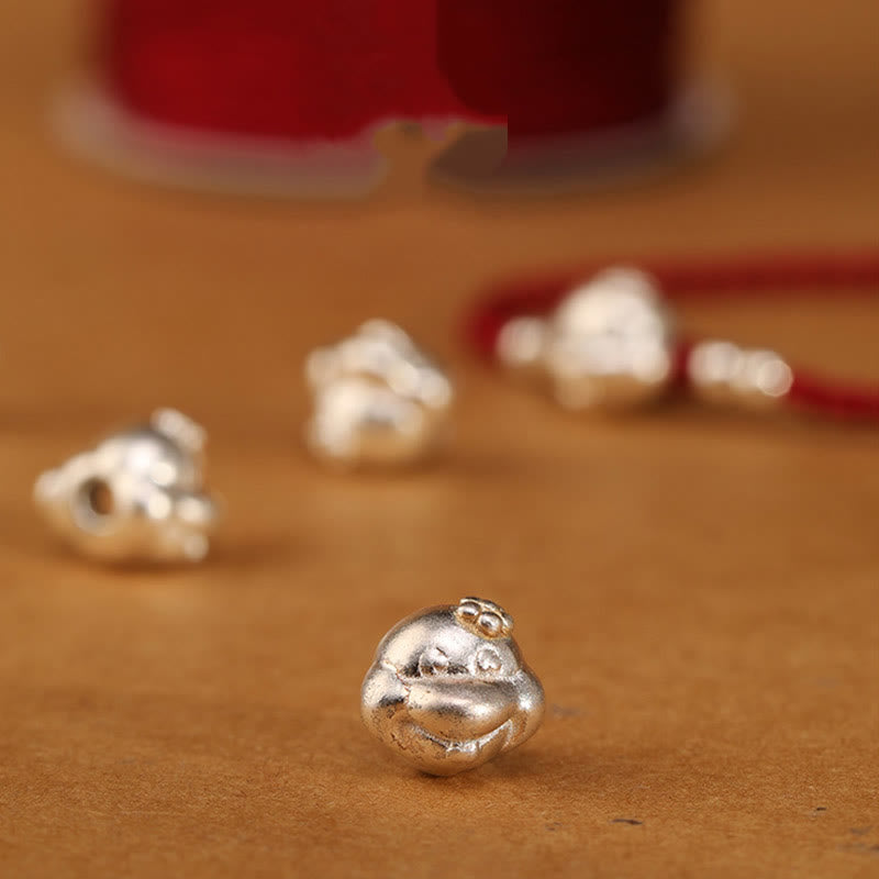 Buddha Stones Rote Schnur 999 Sterling Silber Schlangenkopf Jahr der Schlange Glücksarmband