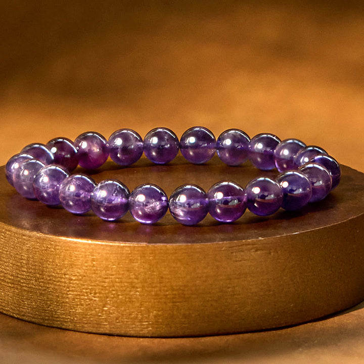 Buddha Stones Natürliches Amethyst-Meditationsarmband für inneren Frieden